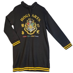Harry Potter Black Hooded Sweatshirt Dress, Size Large